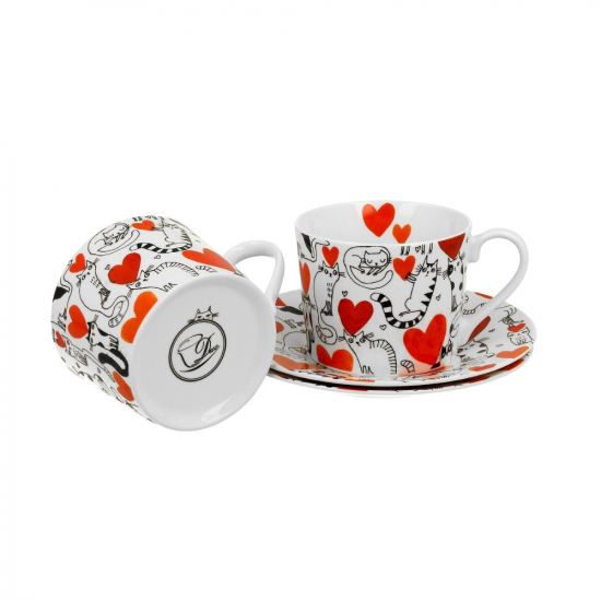 Луксозен Комплект за чай Cat’s World Hearts на супер цена от Neostyle.bg
